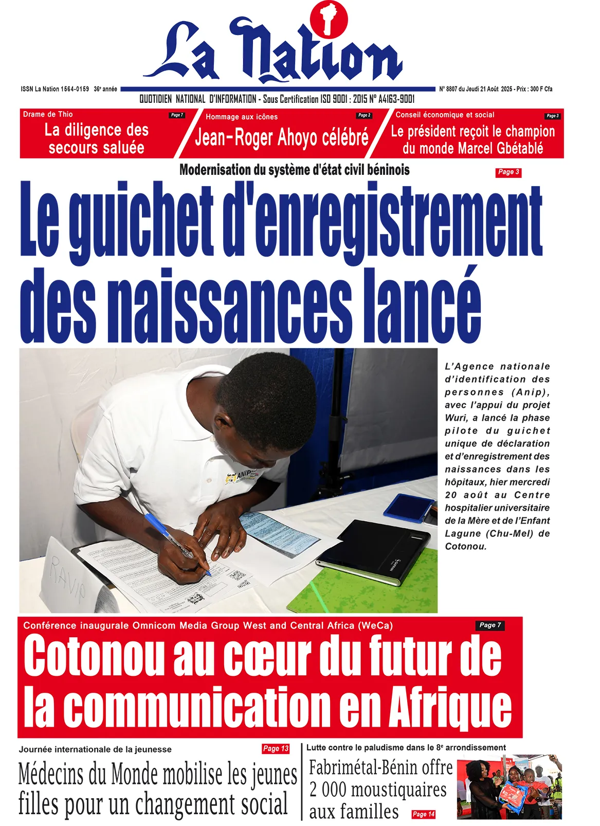 Quotidien '' La Nation '' du 21 Août 2025