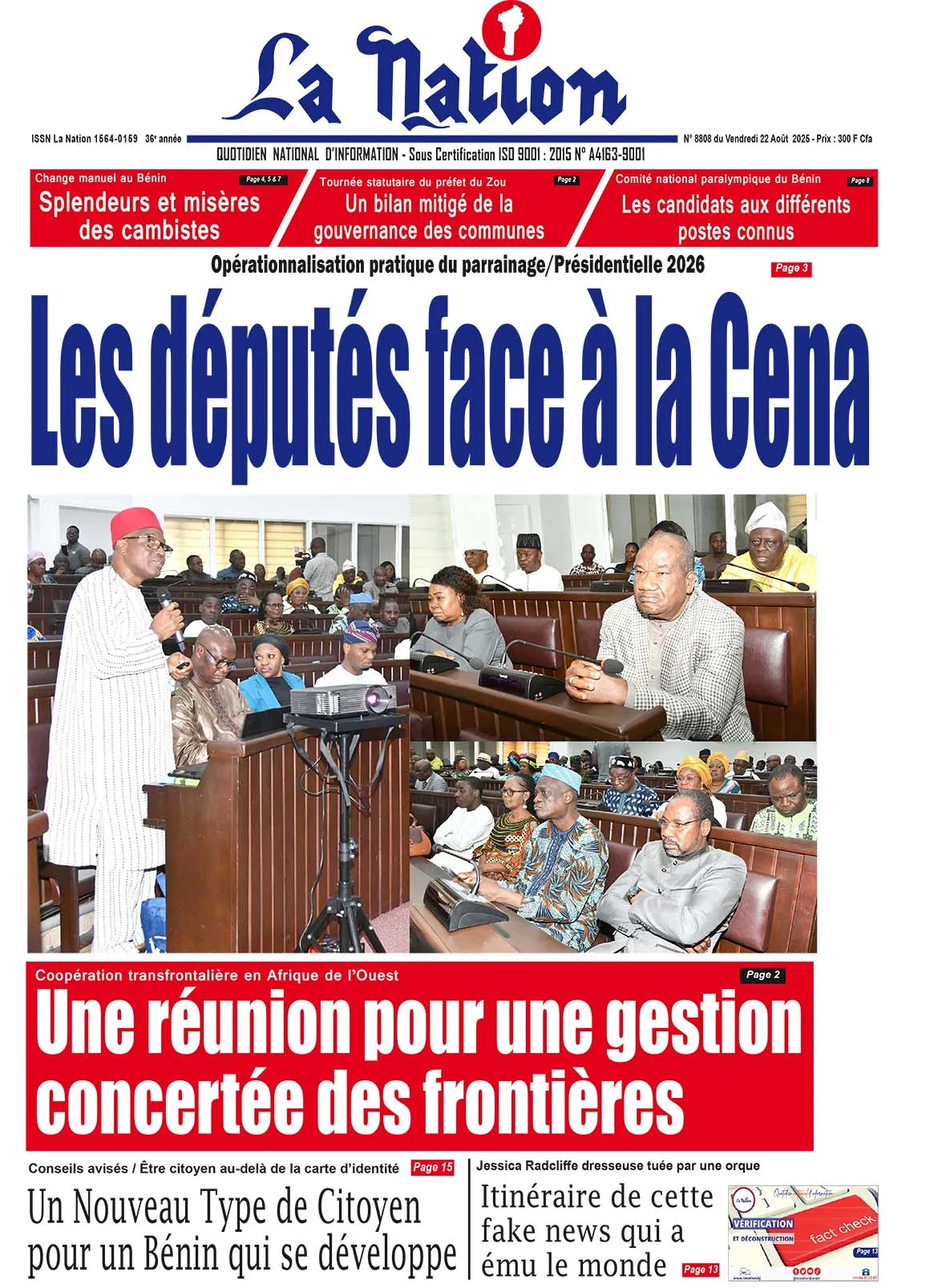 Quotidien '' La Nation '' du 22 Août 2025