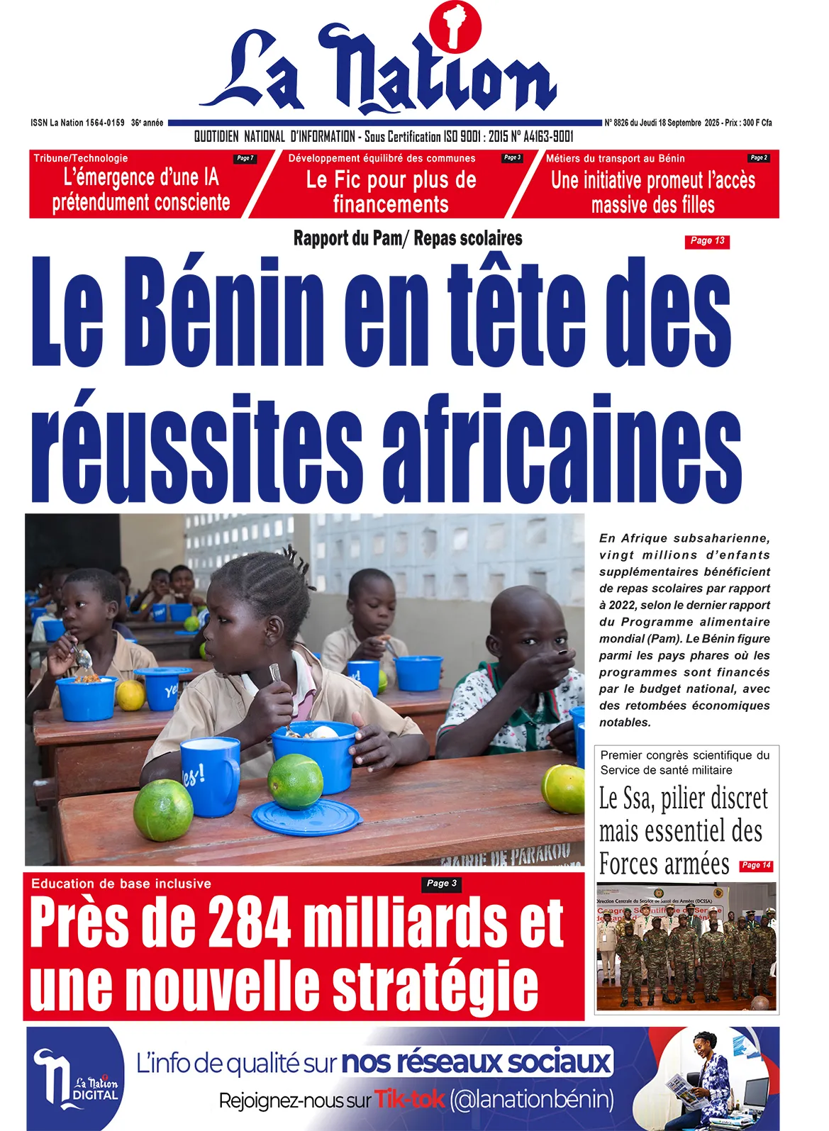Quotidien '' La Nation'' du 18 Septembre 2025