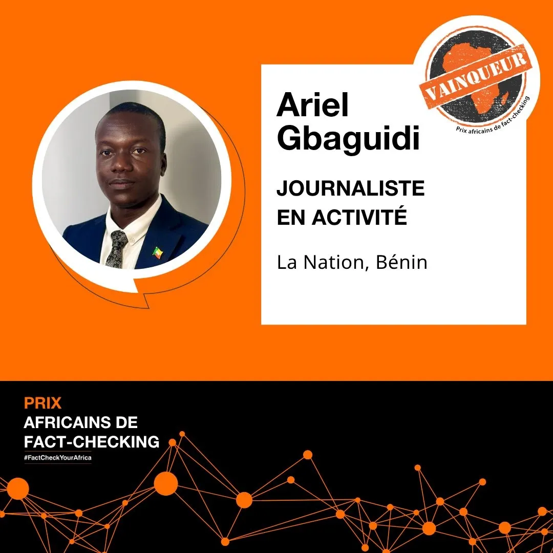 Ariel Gbaguidi primé meilleur journaliste africain de fact-checking 2025