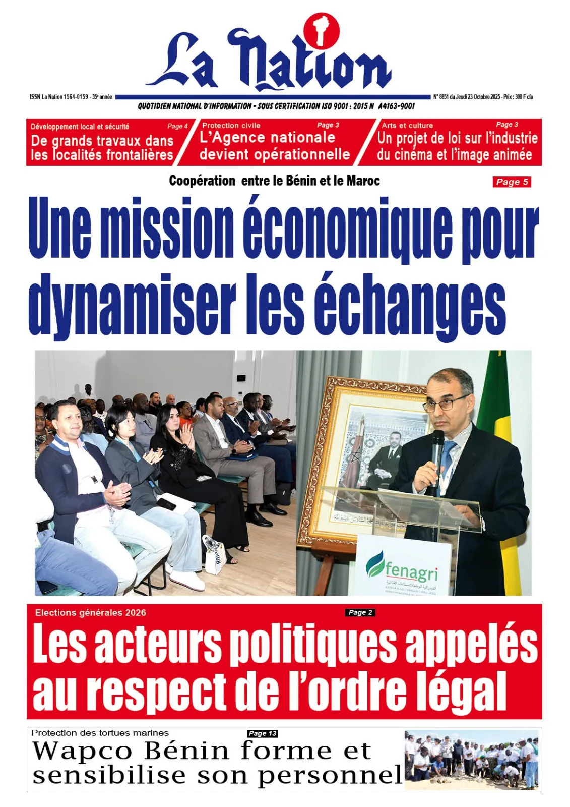 Quotidien '' La Nation '' du 23 Octobre 2025