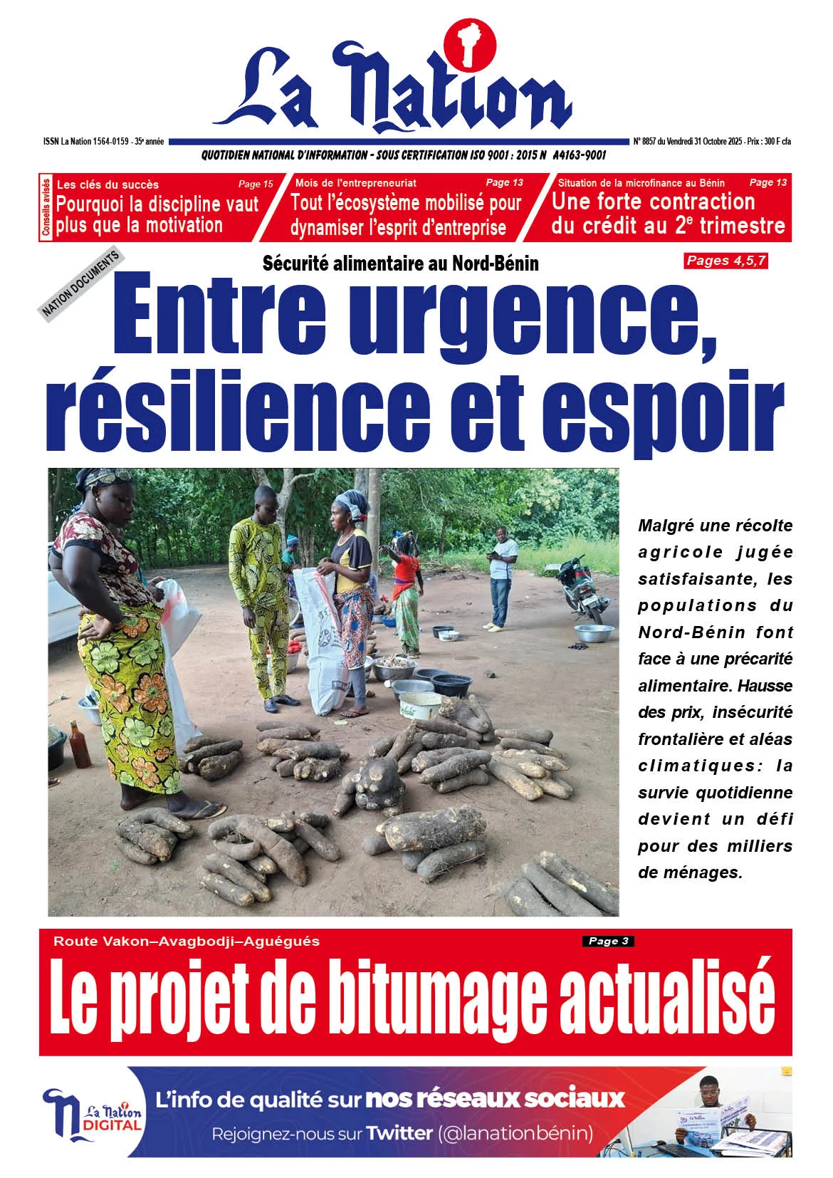 Quotidien '' La Nation '' du 31 Octobre 2025