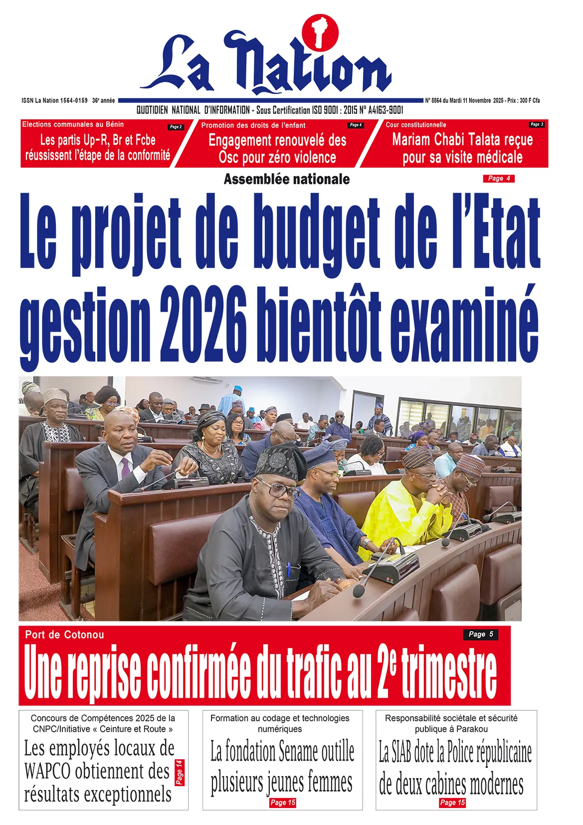 Quotidien '' LA NATION '' du 11 Novembre 2025