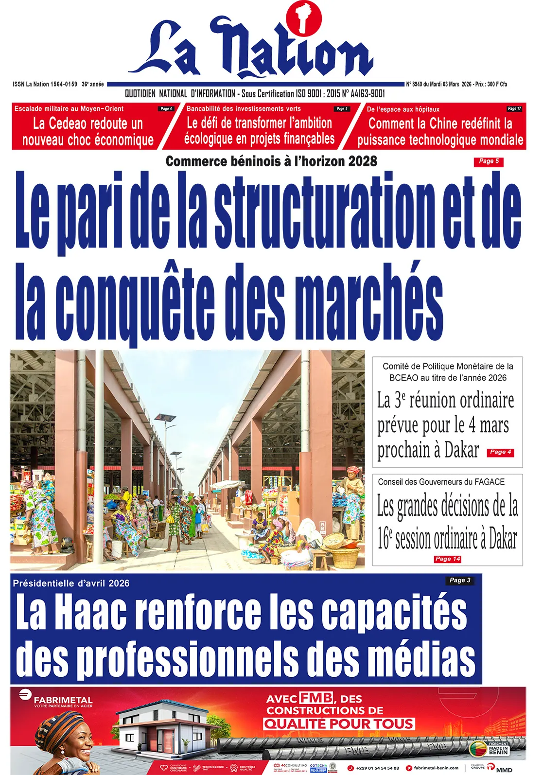 Quotidien '' LA NATION '' du 03 Mars 2026
