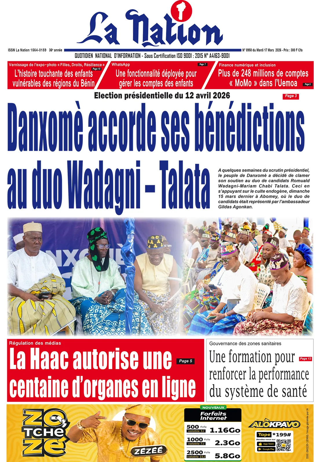 Quotidien '' LA NATION '' du 17 Mars 2026