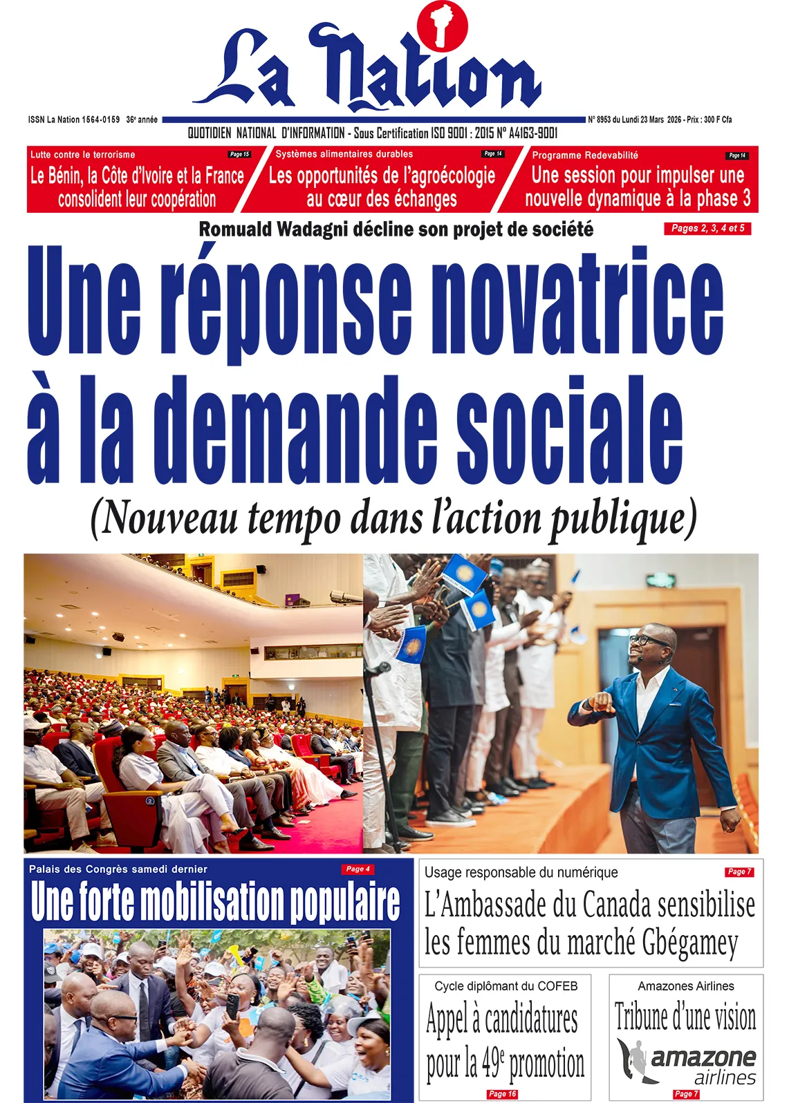 Quotidien '' LA NATION '' du 23 Mars 2026