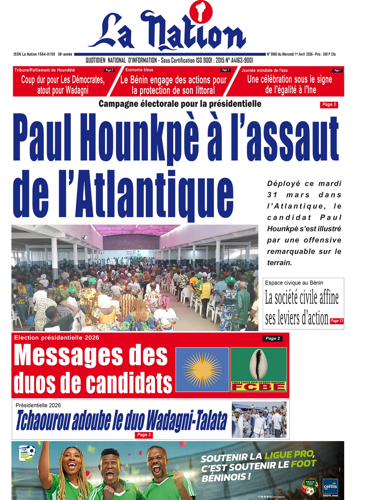 Quotidien '' LA NATION '' du 1er Avril 2026