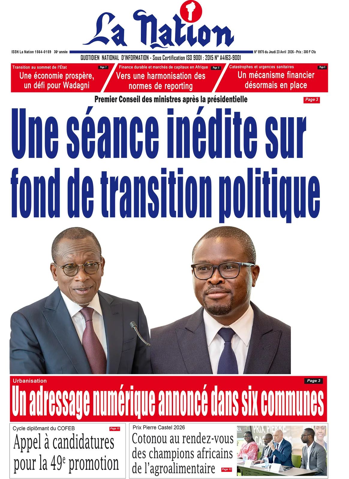 Quotidien '' LA NATION '' du 23 Avril 2026