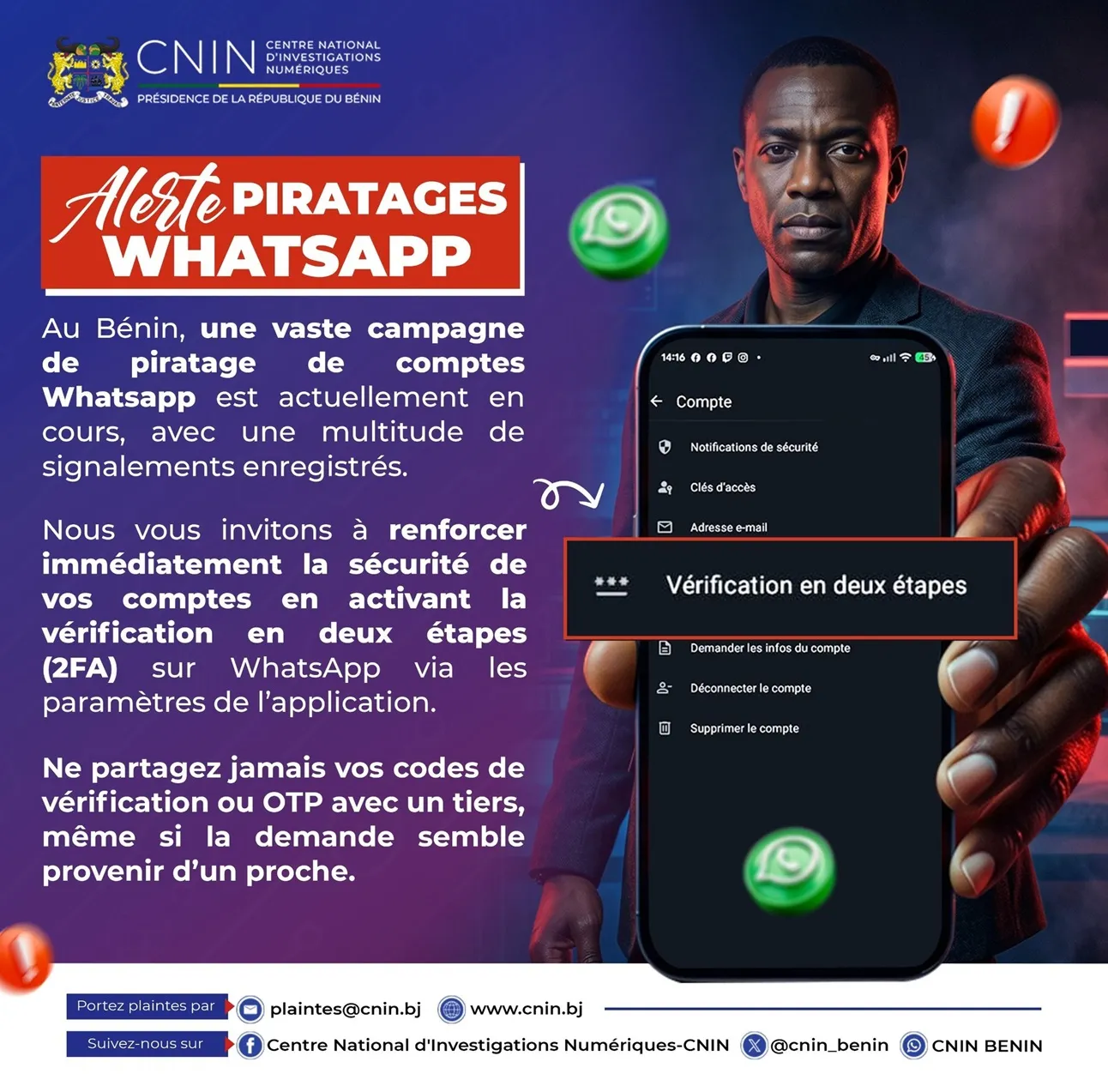 Piratage de comptes WhatsApp au Bénin