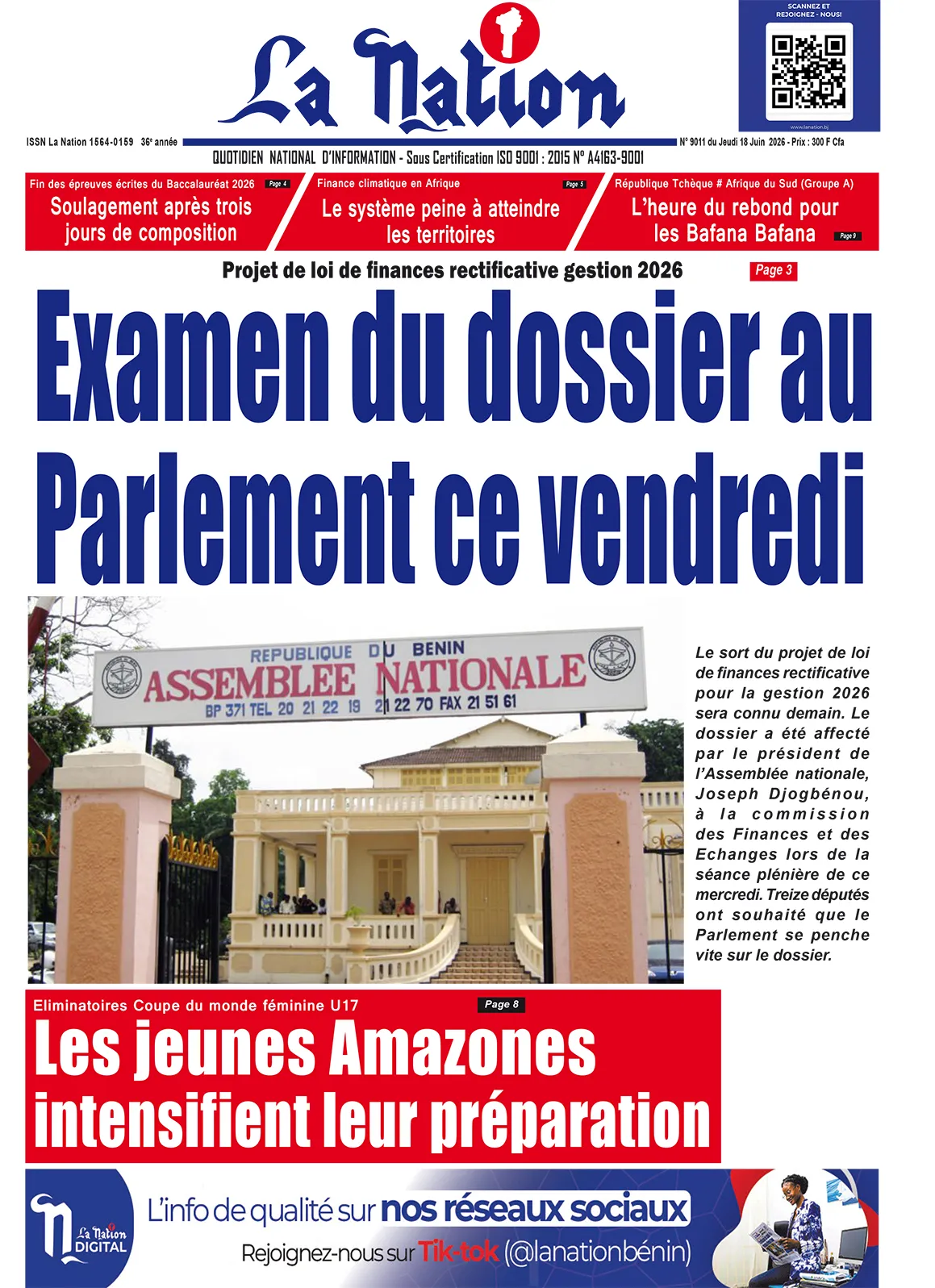 Quotidien '' LA NATION '' du 18 Juin 2026