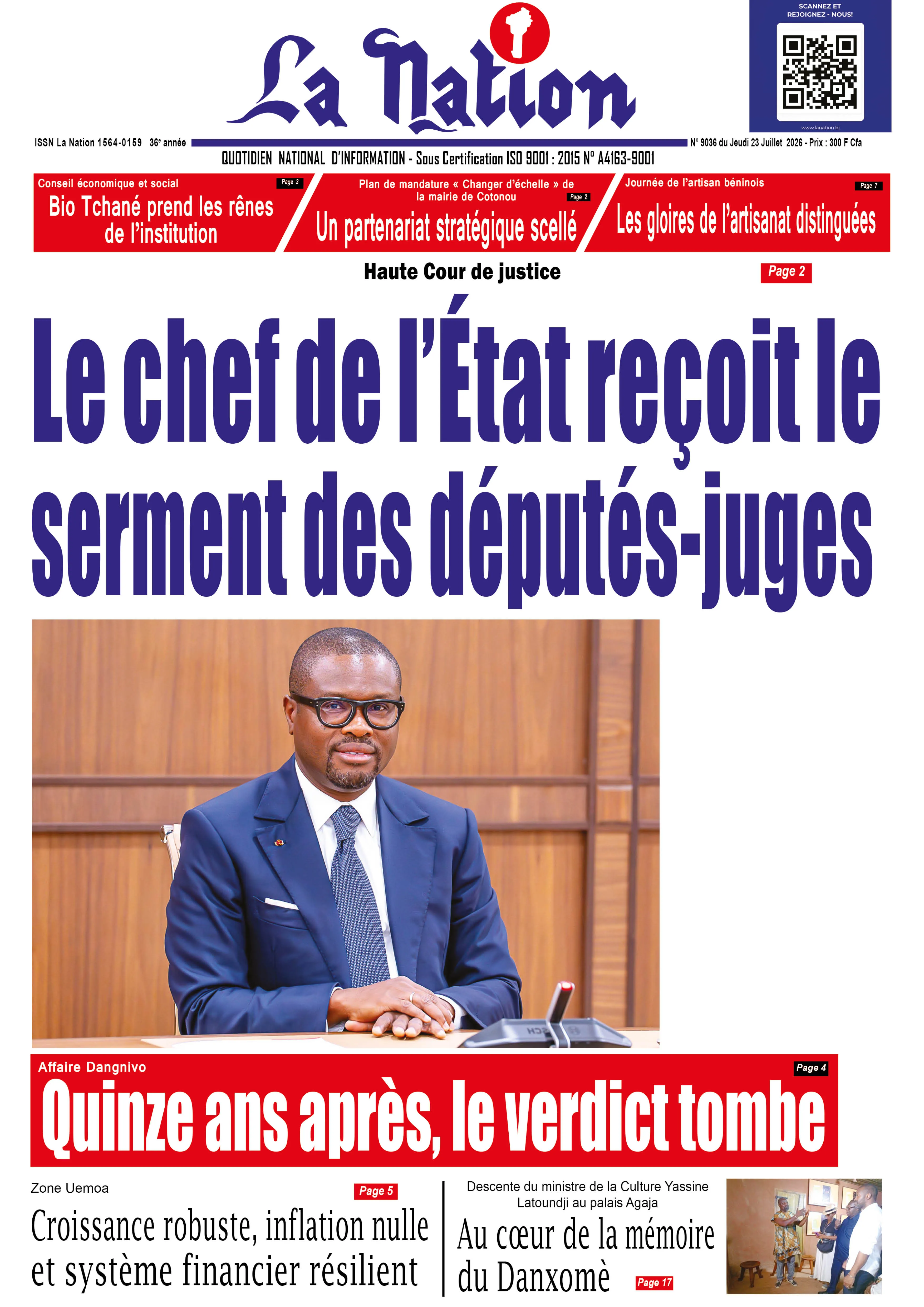 Quotidien "La Nation" du 23 Juillet 2026