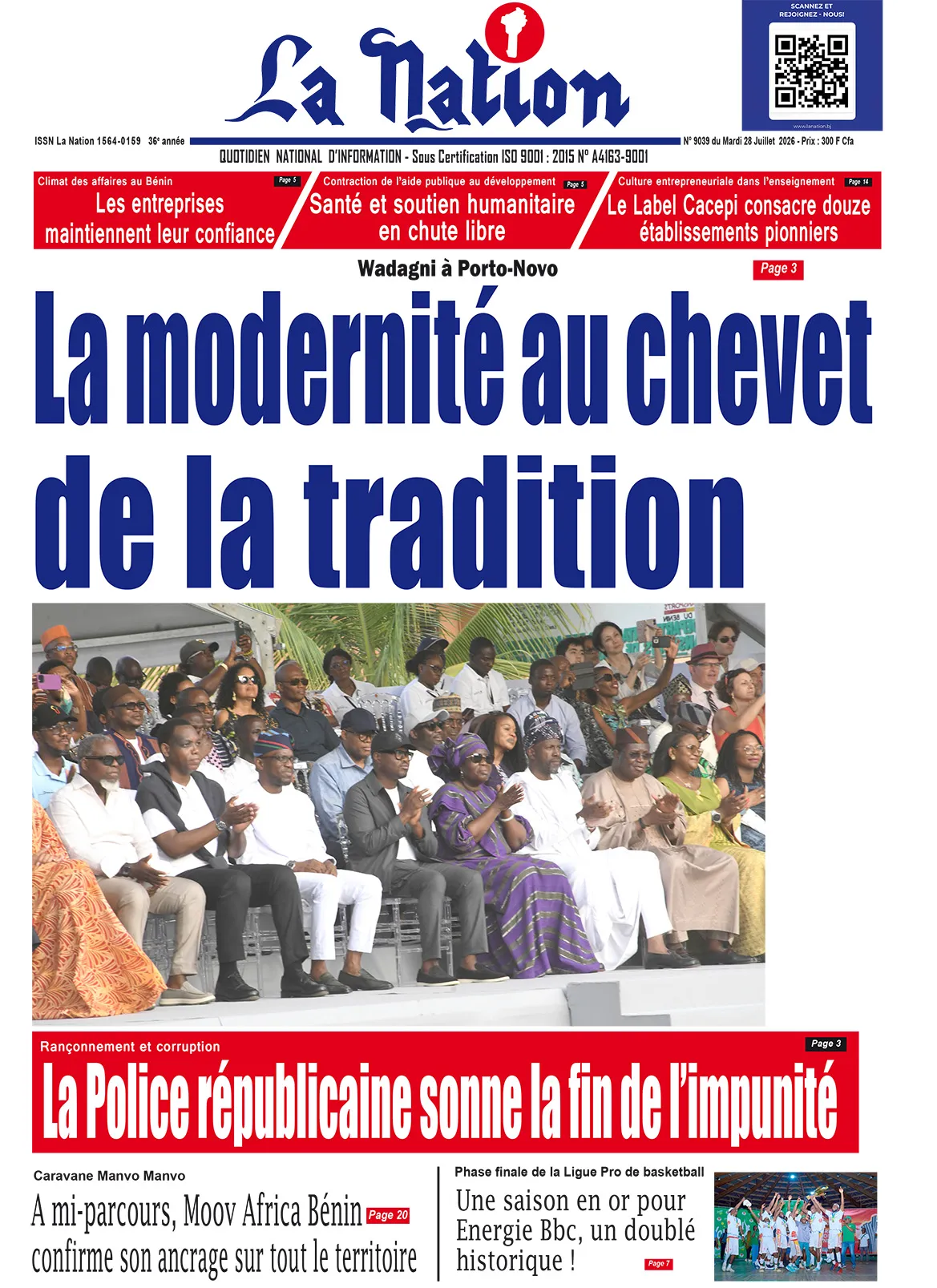 Quotidien "La Nation" du 28 Juillet 2026