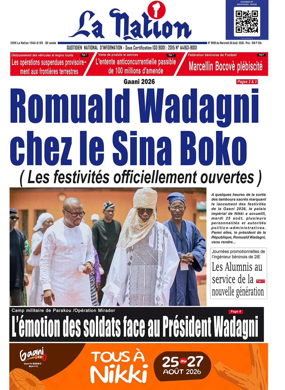 Quotidien "La Nation" du 26 Août 2026