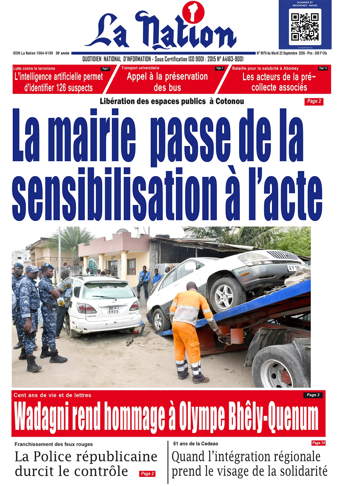 Quotidien "La Nation" du 22 Septembre 2026